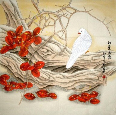 Fågel-Autumn dagg - kinesisk målning