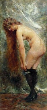 Donna Nuda In Black Stockins