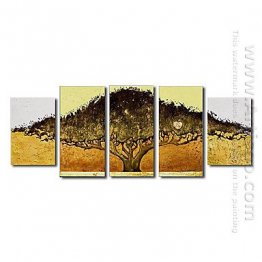 Hand-Dicat Lukisan Abstrak Oil - Set Dari 5