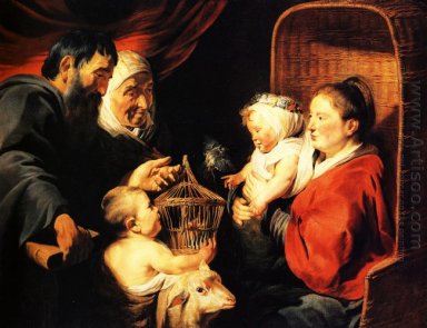 Die Jungfrau und das Kind in der Gesellschaft von kleinen St Joh
