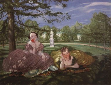 Två damer i parken