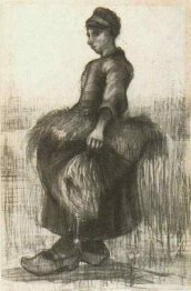 Mulher Camponês que leva trigo em seu avental 1885