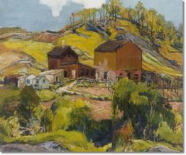 Hilly paisagem com as casas