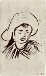 Cabeça de um menino com Broad brimme 1890
