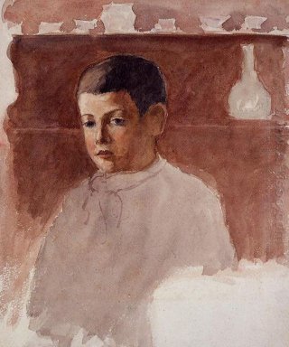 Meio retrato do comprimento de Lucien Pissarro