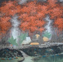 Trees, river - Chinese Painting