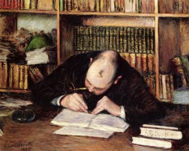 Retrato de un hombre escribiendo en su estudio