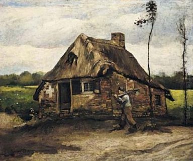 Cottage met thuiskomende man 1885