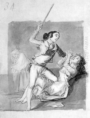Une femme battue avec une canne