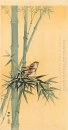 Sparrows on bamboo tree
