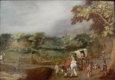 Un paysage de village d\'été avec le cheval