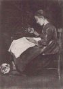 Junge Frau Sewing 1881