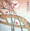 Vogels&Rode Bladeren - Chinees schilderij