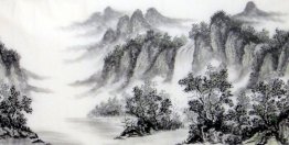 Paisagem com cachoeira - Pintura Chinesa