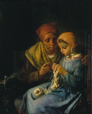 The Knitting Lesson 1869