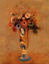 Vilda blommor i en lång Necked Vase