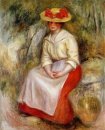 Gabrielle em um chapéu de palha 1900