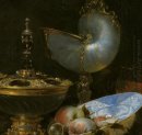 Stilleben med Holbein Skål, Nautilus Cup, glas Goblet och Fru
