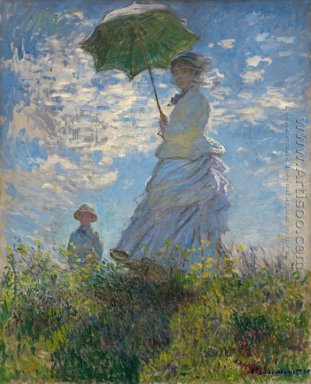A Mulher Com Um Parasol Caminhada