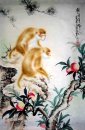 Monkey & Peach - kinesisk målning