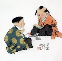 Två barn - kinesisk målning