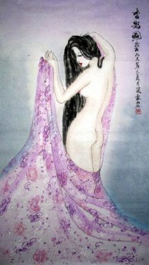 Обнаженная девушка-Shumu - китайской живописи