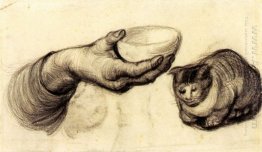 Tangan Dengan Bowl Dan A Cat 1885
