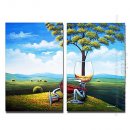Hand-painted Landscape Oil Painting - Set of 2