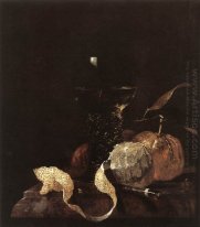 Nature morte avec citrons, oranges et un verre de vin