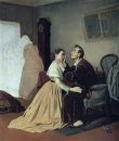 Studentessa di arrivo a un cieco Padre 1870