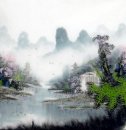 Lake, Moutains - la pintura china