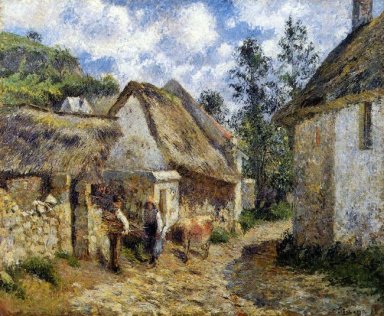 a street in auvers thatched cottage and cow 1880