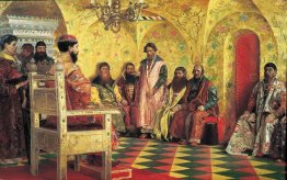 Tzar Mikhail Fedorovich Memegang Dewan Dengan Boyars Dalam R-Nya
