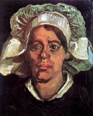 Tête d\'une femme rurale avec le chapeau blanc 1885 5