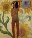 Donna caraibico o nudo femminile con girasoli 1889