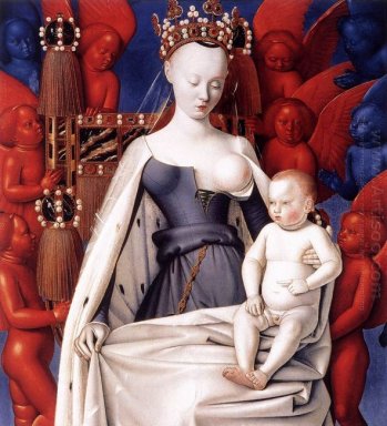 Madonna et enfant panneau gauche du diptyque de Melun