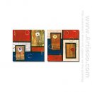 Hand-painted Abstract Oil Painting - Set of 2