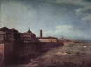 Beskåda av Turin från trädgårdar The Palazzo Reale 1745