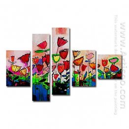 Hand-painted Floral Oil Painting - Set of 5