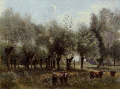 Mulheres em um campo de Willows 1865