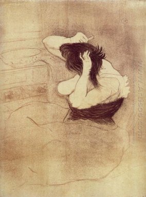 Kvinna som kammar henne hår 1896