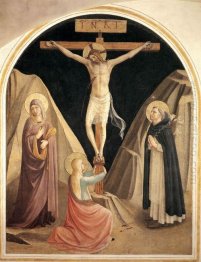 Crucifixion med Jungfru Maria Magdalena och St Dominic 1442