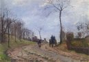 carriage on a country road winter outskirts of louveciennes 1872