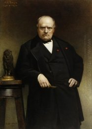 Retrato de Antoine-Louis Barye com um modelo de cera de leão ass