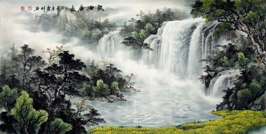 Pegunungan Dan Air Terjun - Lukisan Cina