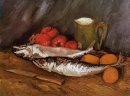 Nature morte avec des maquereaux citrons et de tomates 1886