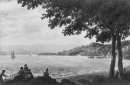 Shad Pescatori sulla riva del fiume Hudson