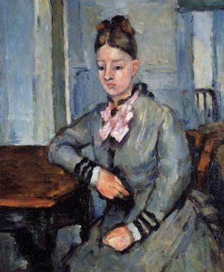Madame Cézanne apoiado em uma mesa
