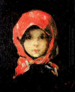 retrato do uma lindo menina dentro uma vermelho lenço. dia das