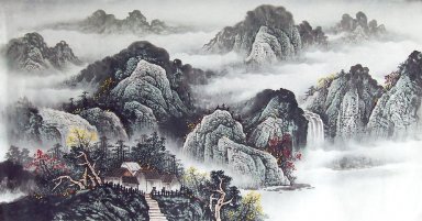 Montanhas e água - pintura chinesa